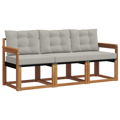 Set di divani da esterno 3 pcs Grigio Naturale e Chiaro | homemem39