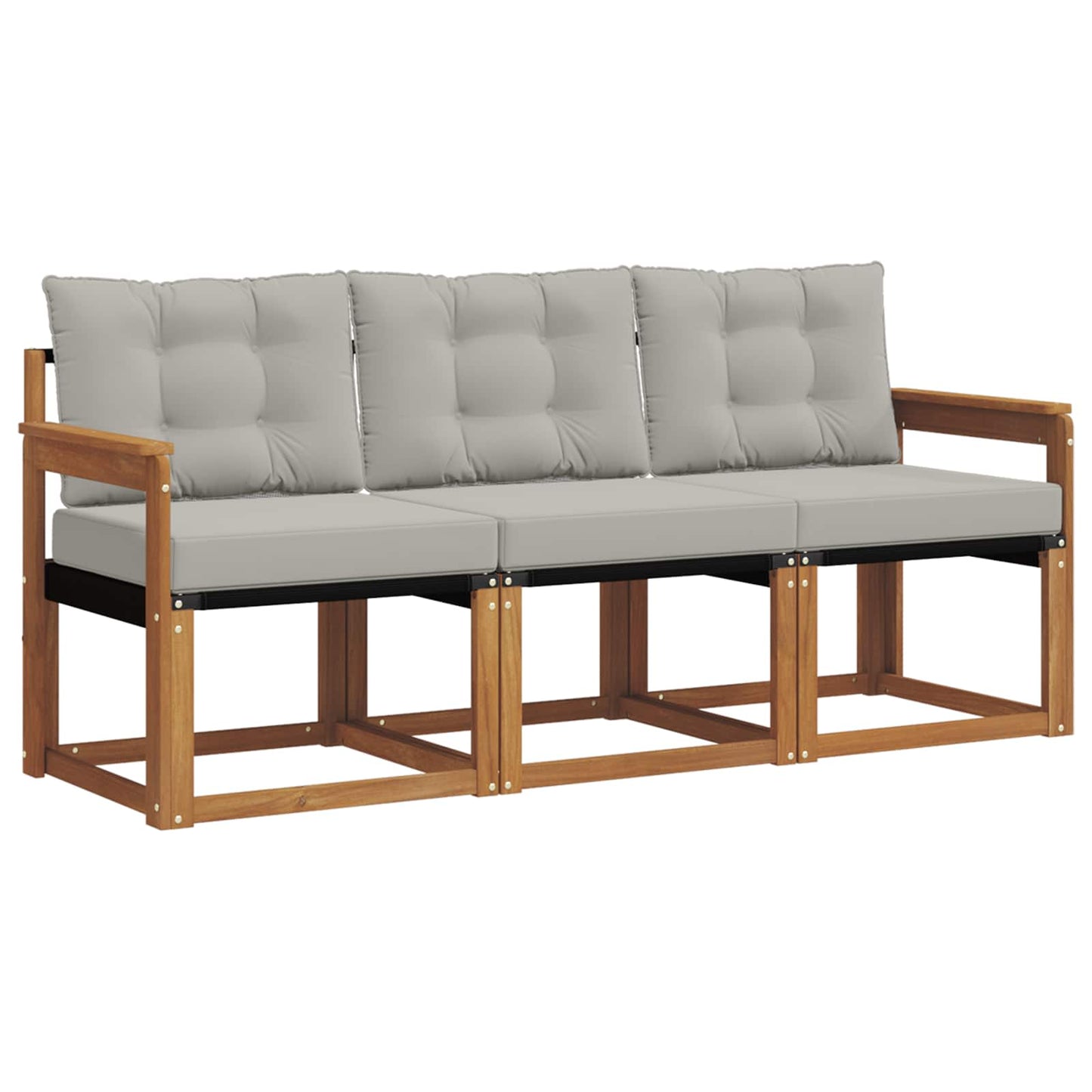 Set di divani da esterno 3 pcs Grigio Naturale e Chiaro