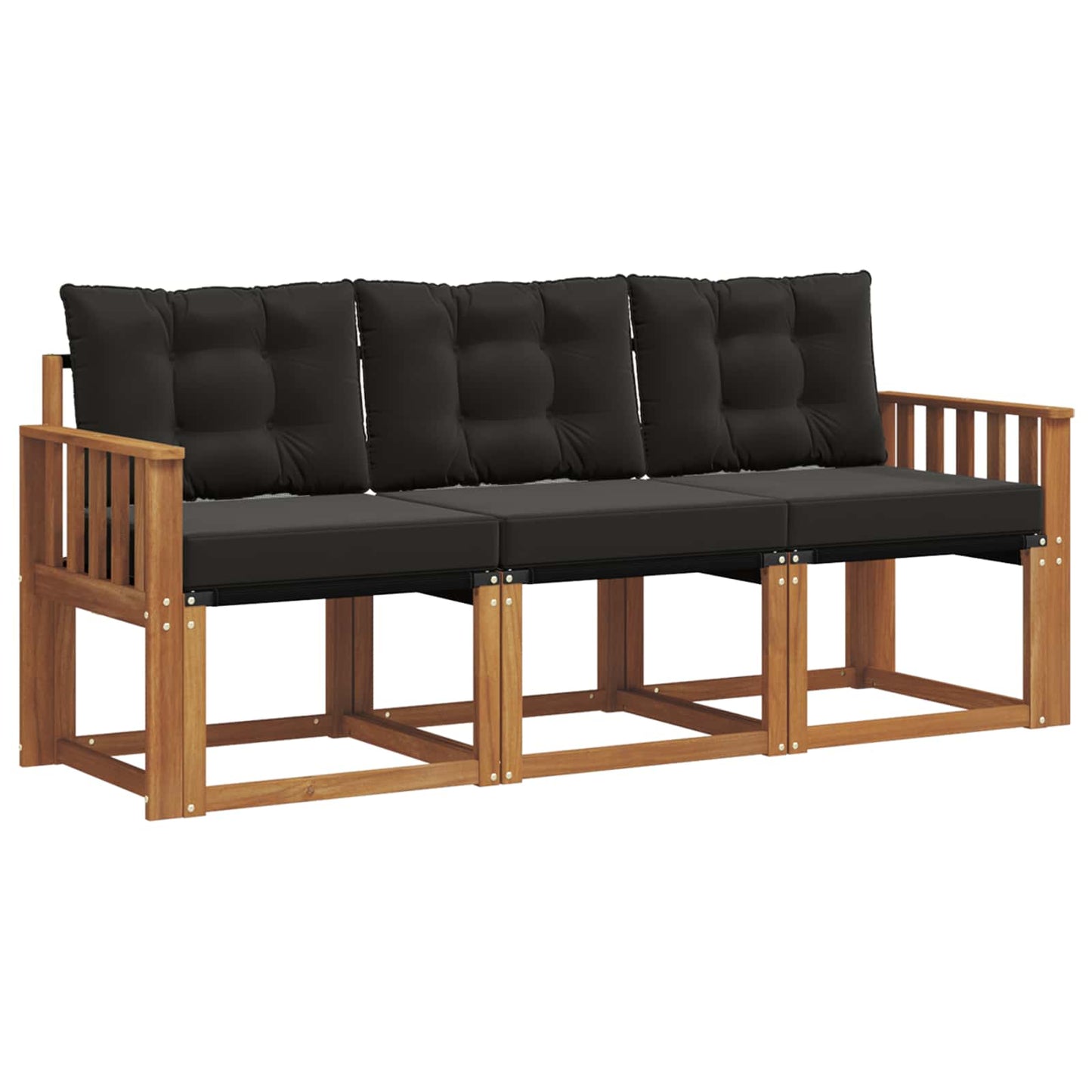 Set di divani da esterno con cuscino 3 pcs Naturale e Nero | homemem39