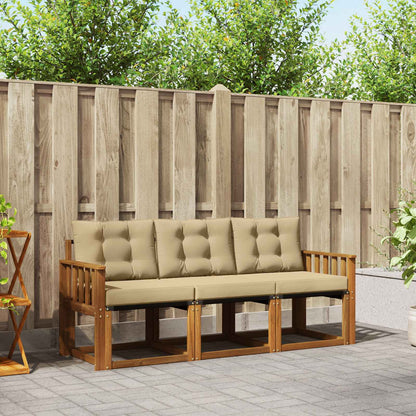 Set di divani da esterno con cuscino 3 pcs Naturale e Beige