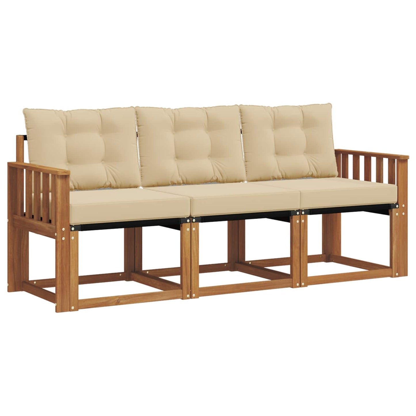 Set di divani da esterno con cuscino 3 pcs Naturale e Beige | homemem39