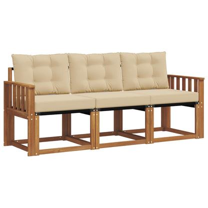 Set di divani da esterno con cuscino 3 pcs Naturale e Beige | homemem39