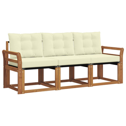 Set di divani da esterno con cuscino 3 pcs Naturale e Crema | homemem39