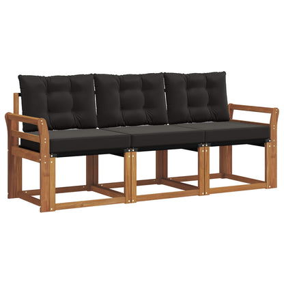 Set di divani da esterno con cuscino 3 pcs Naturale e Nero | homemem39