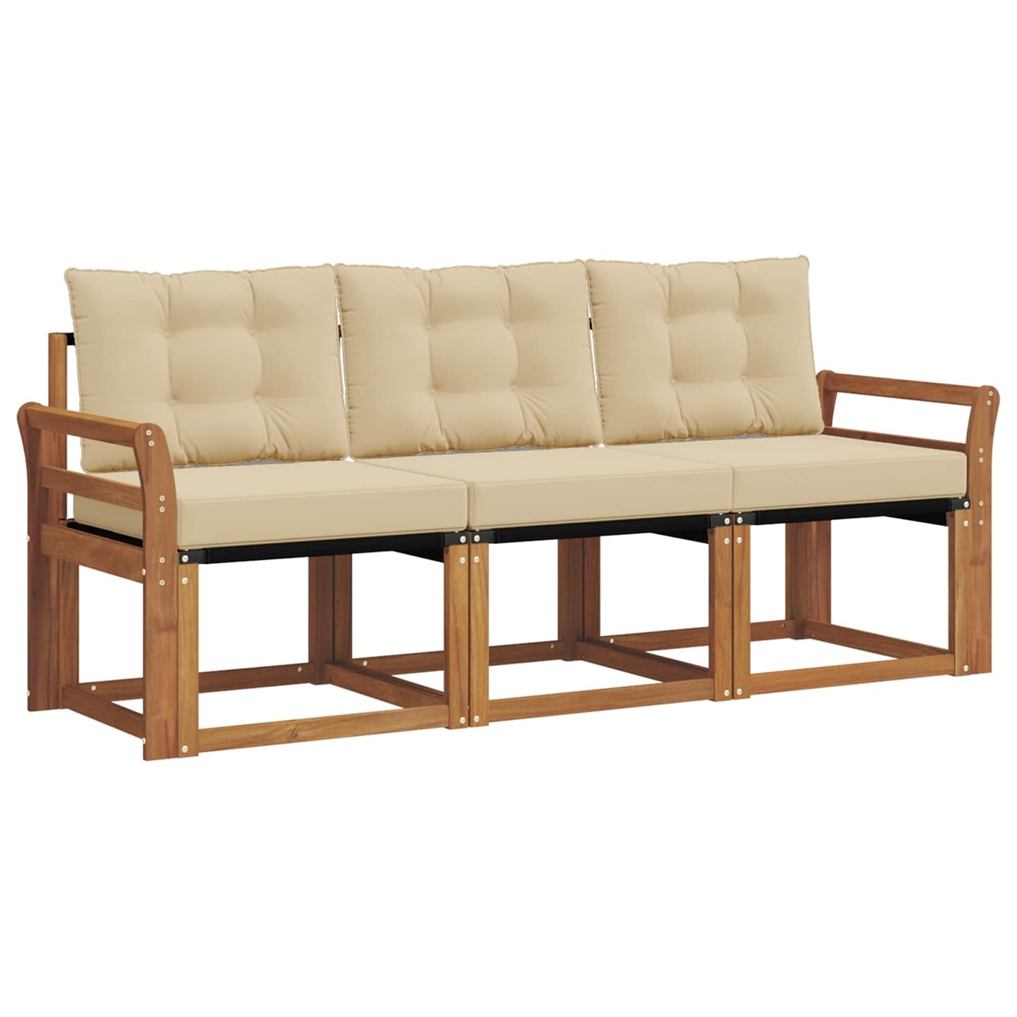 Set di divani da esterno con cuscino 3 pcs Naturale e Beige | homemem39