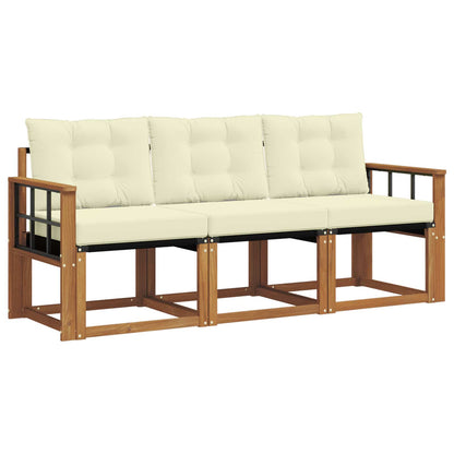Set di divani da esterno con cuscino 3 pcs Naturale e Crema | homemem39