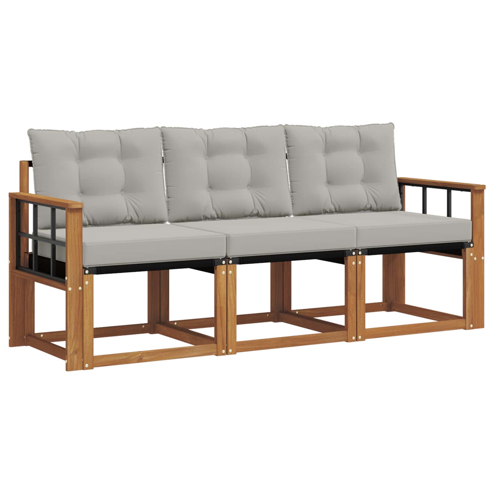 Set di divani da esterno 3 pcs Grigio Naturale e Chiaro | homemem39
