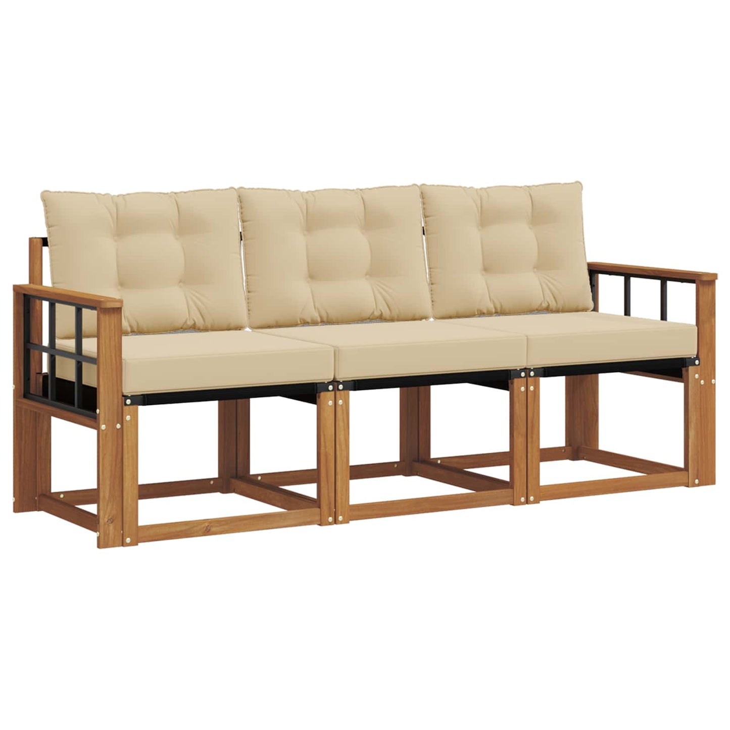 Set di divani da esterno con cuscino 3 pcs Naturale e Beige | homemem39