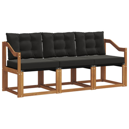 Set di divani da esterno con cuscino 3 pcs Naturale e Nero | homemem39