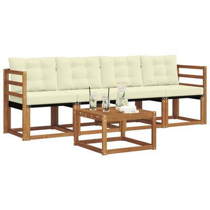Set di divani da esterno con cuscino 5 pcs Naturale e Crema | homemem39