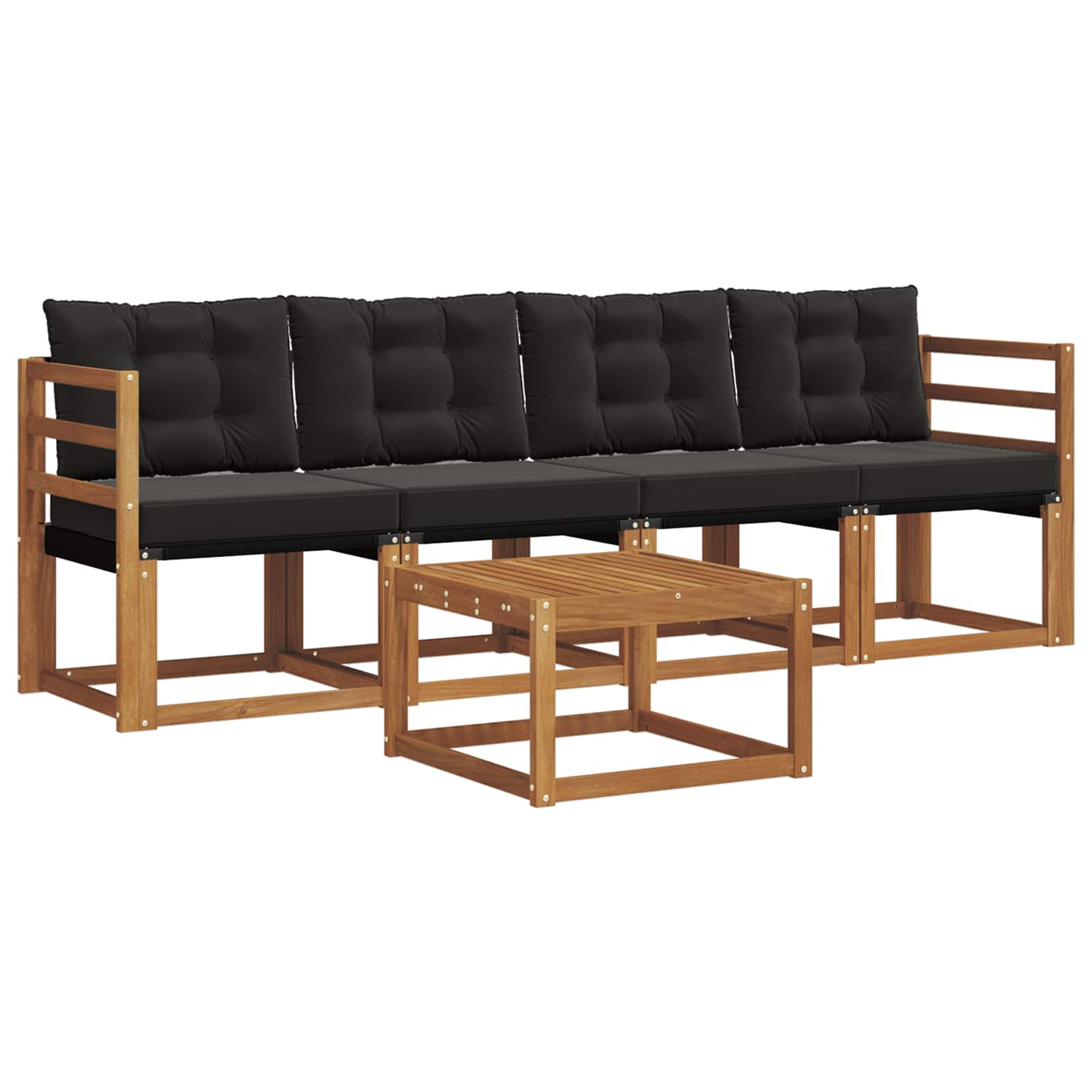 Set di divani da esterno con cuscino 5 pcs Naturale e Nero | homemem39