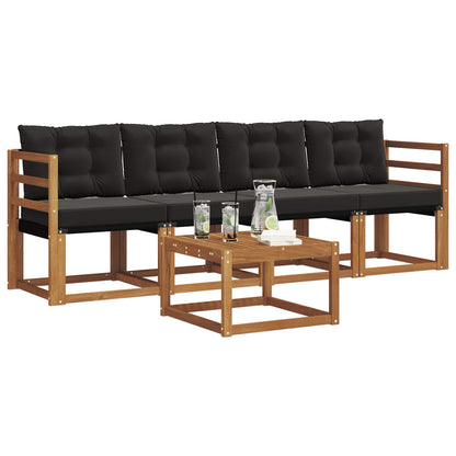 Set di divani da esterno con cuscino 5 pcs Naturale e Nero