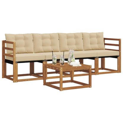 Set di divani da esterno con cuscino 5 pcs Naturale e Beige | homemem39