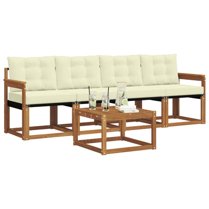 Set di divani da esterno con cuscino 5 pcs Naturale e Crema | homemem39