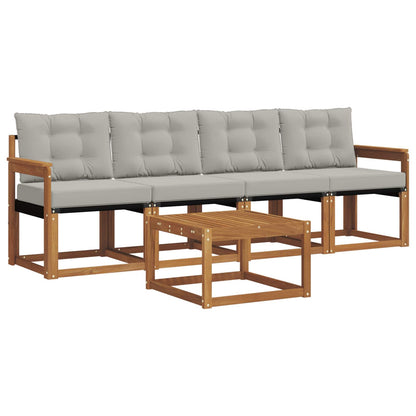 Set di divani da esterno 5 pcs Grigio Naturale e Chiaro | homemem39