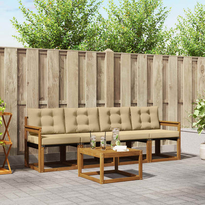 Set di divani da esterno con cuscino 5 pcs Naturale e Beige