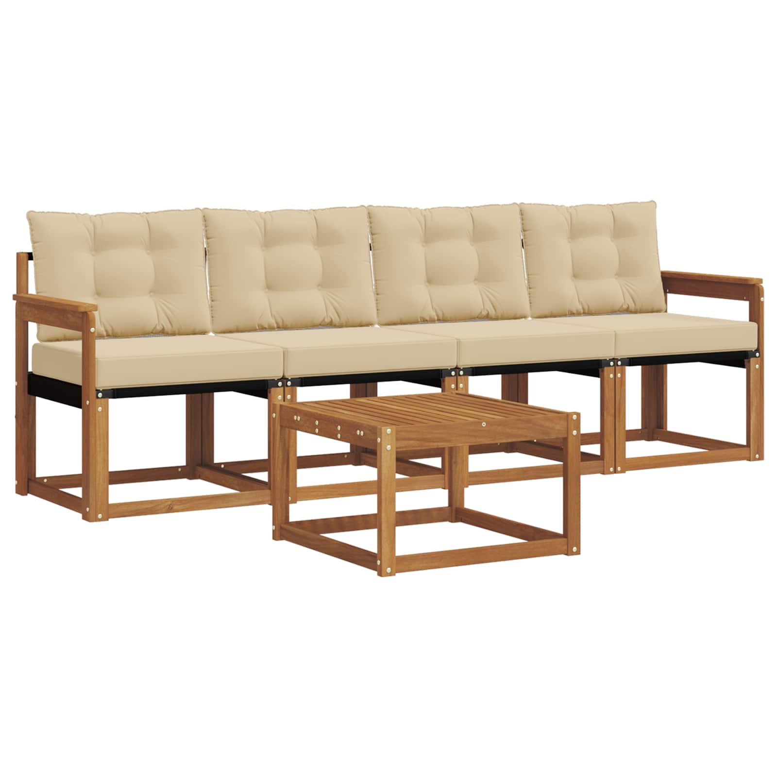 Set di divani da esterno con cuscino 5 pcs Naturale e Beige | homemem39
