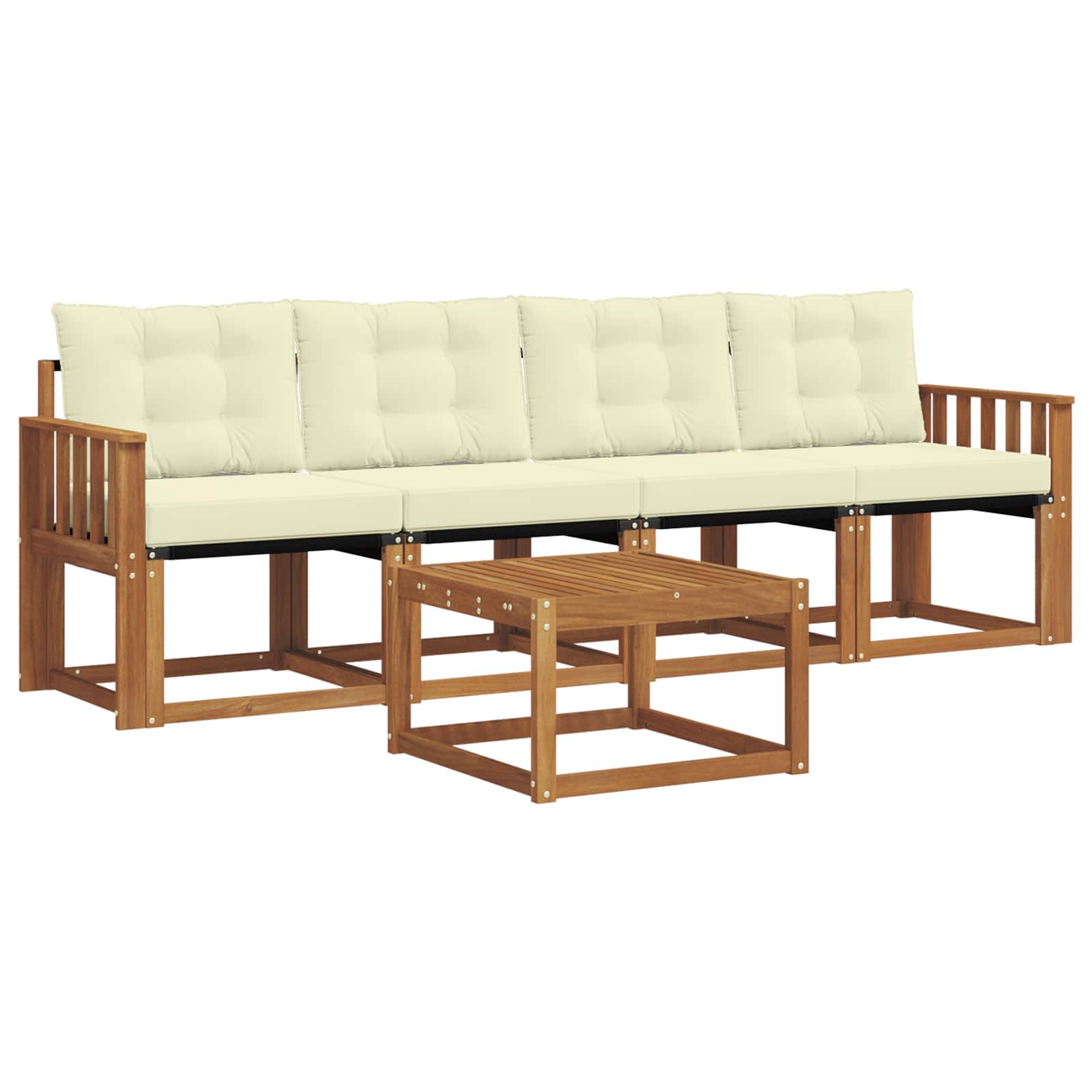 Set di divani da esterno con cuscino 5 pcs Naturale e Crema | homemem39
