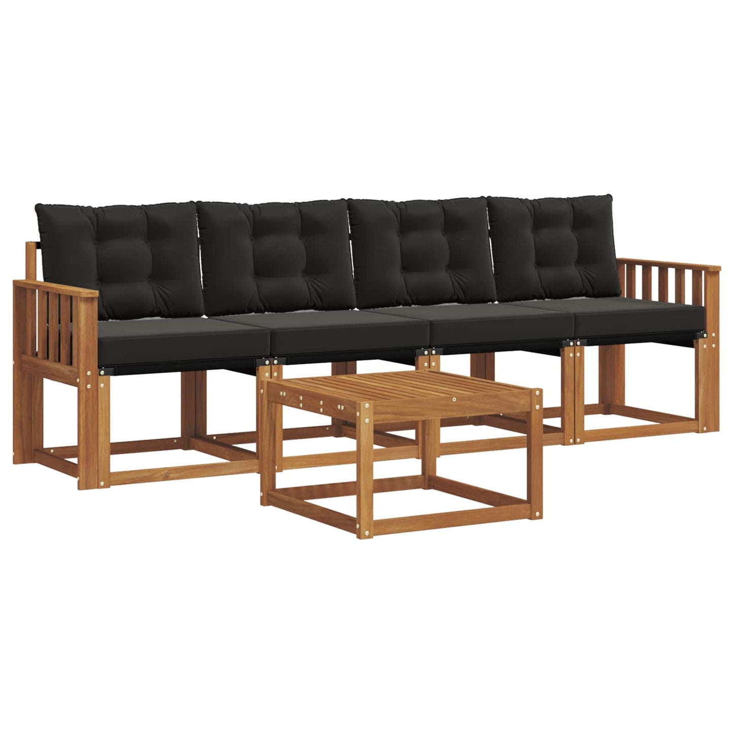 Set di divani da esterno con cuscino 5 pcs Naturale e Nero | homemem39