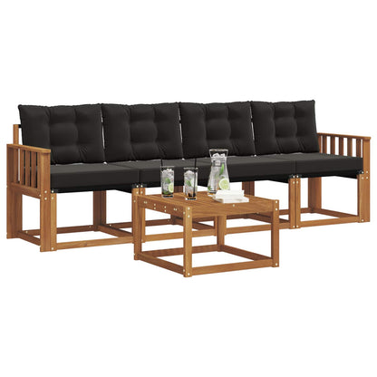 Set di divani da esterno con cuscino 5 pcs Naturale e Nero | homemem39