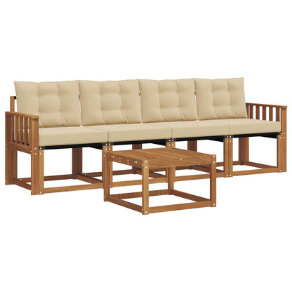 Set di divani da esterno con cuscino 5 pcs Naturale e Beige | homemem39