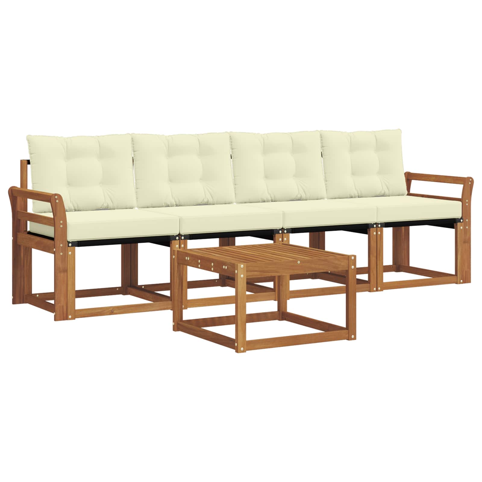 Set di divani da esterno con cuscino 5 pcs Naturale e Crema | homemem39