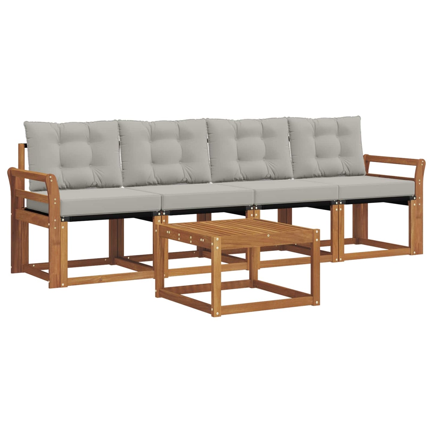Set di divani da esterno 5 pcs Grigio Naturale e Chiaro | homemem39