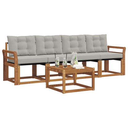 Set di divani da esterno 5 pcs Grigio Naturale e Chiaro | homemem39