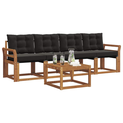 Set di divani da esterno con cuscino 5 pcs Naturale e Nero | homemem39