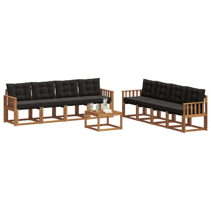Set di divani da esterno con cuscino 9 pcs Naturale e Nero | homemem39