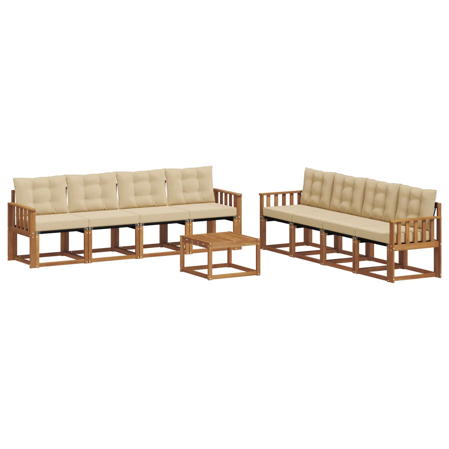 Set di divani da esterno con cuscino 9 pcs Naturale e Beige | homemem39