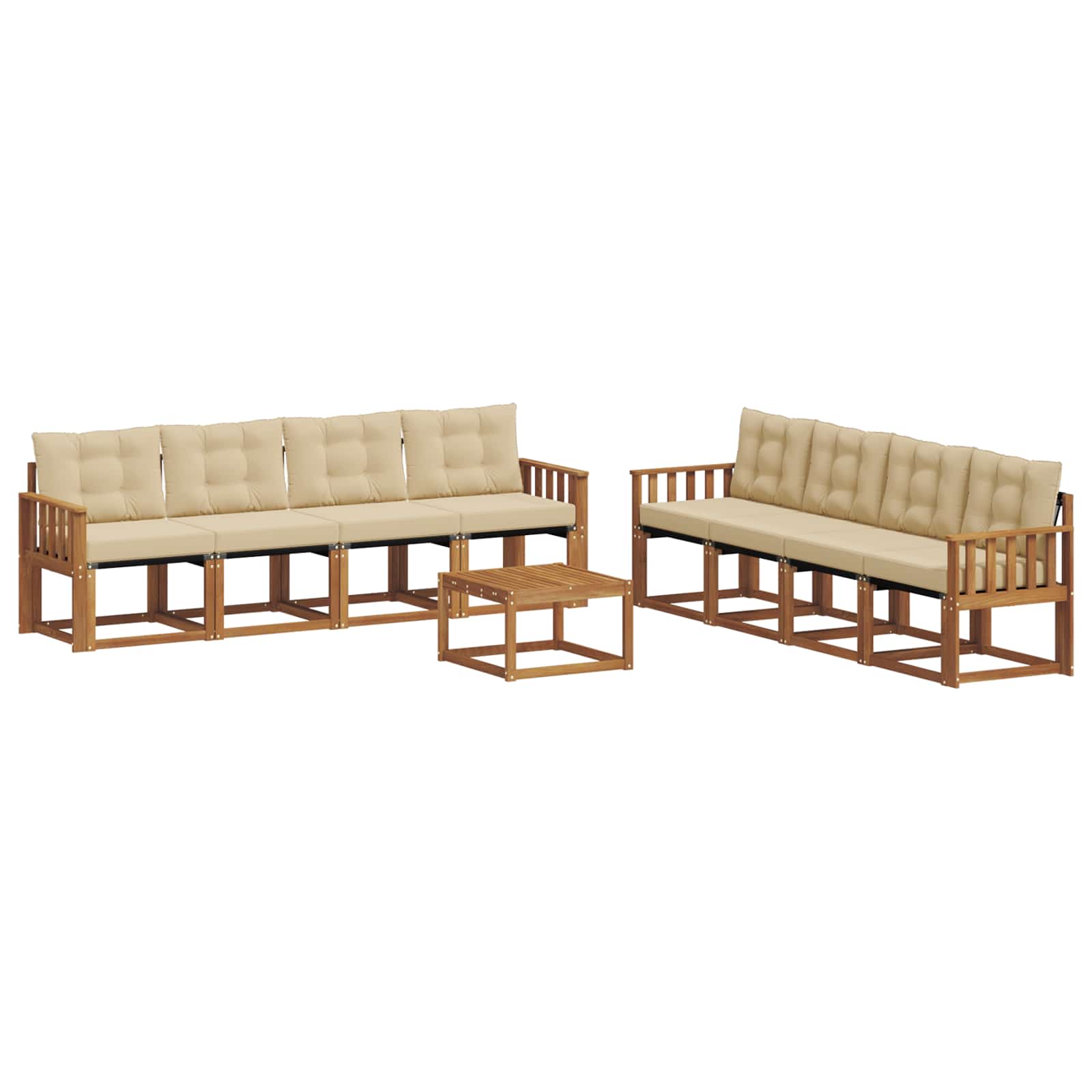 Set di divani da esterno con cuscino 9 pcs Naturale e Beige | homemem39