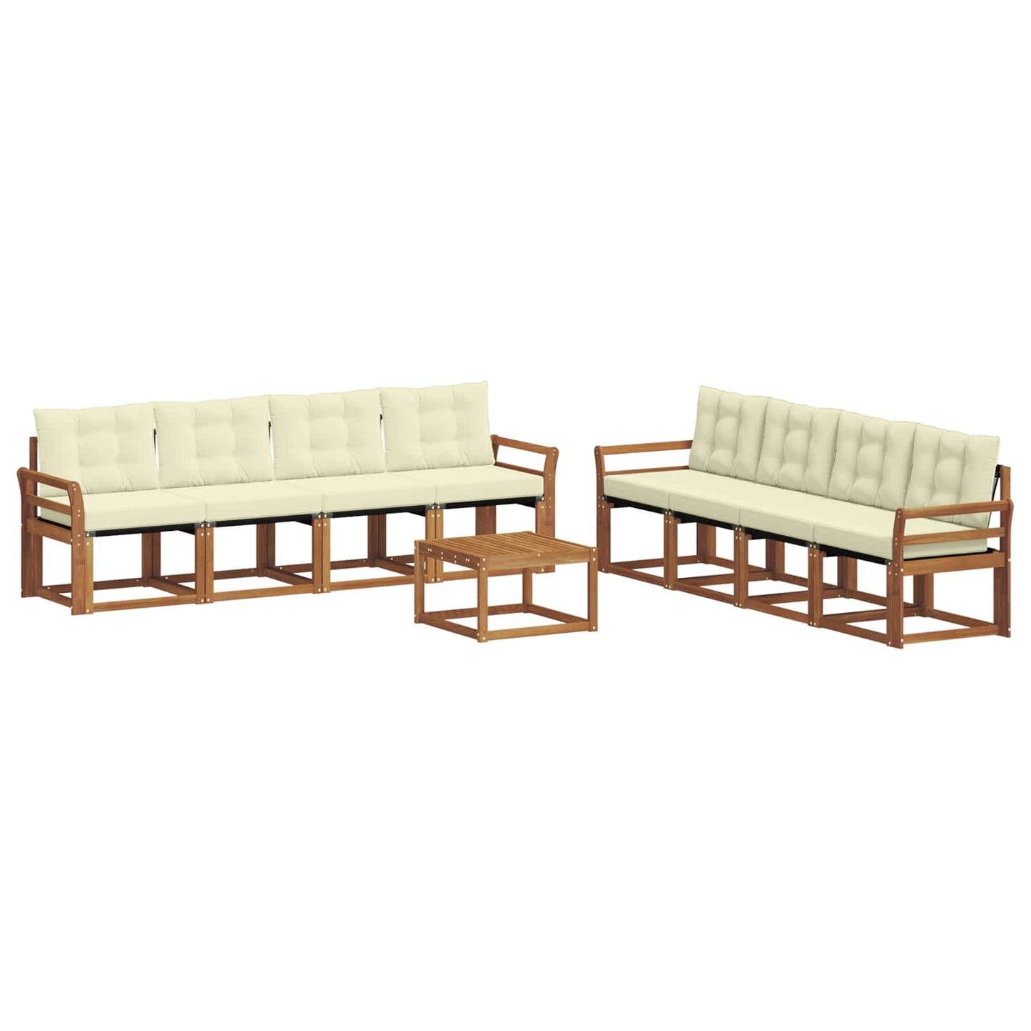 Set di divani da esterno con cuscino 9 pcs Naturale e Crema | homemem39