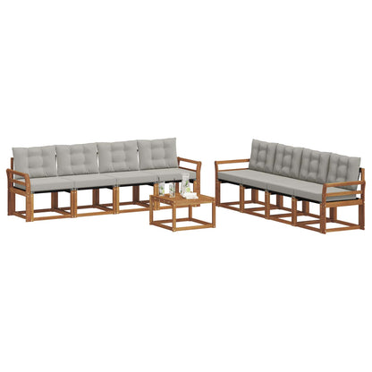 Set di divani da esterno 9 pcs Grigio Naturale e Chiaro | homemem39