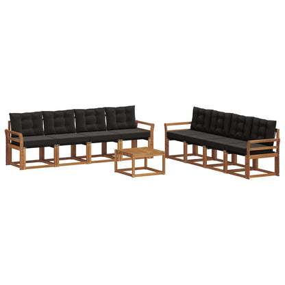 Set di divani da esterno con cuscino 9 pcs Naturale e Nero