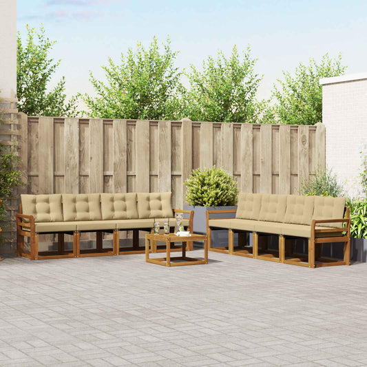 Set di divani da esterno con cuscino 9 pcs Naturale e Beige | homemem39
