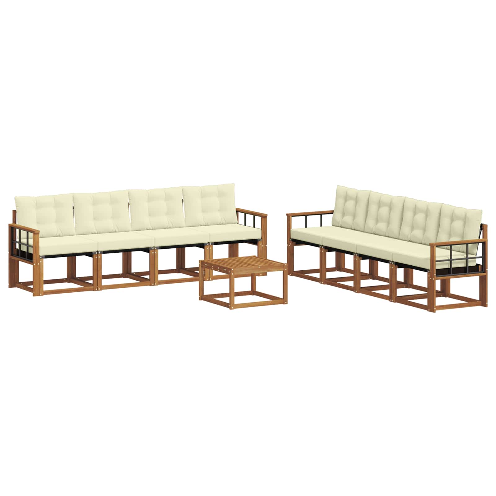 Set di divani da esterno con cuscino 9 pcs Naturale e Crema | homemem39