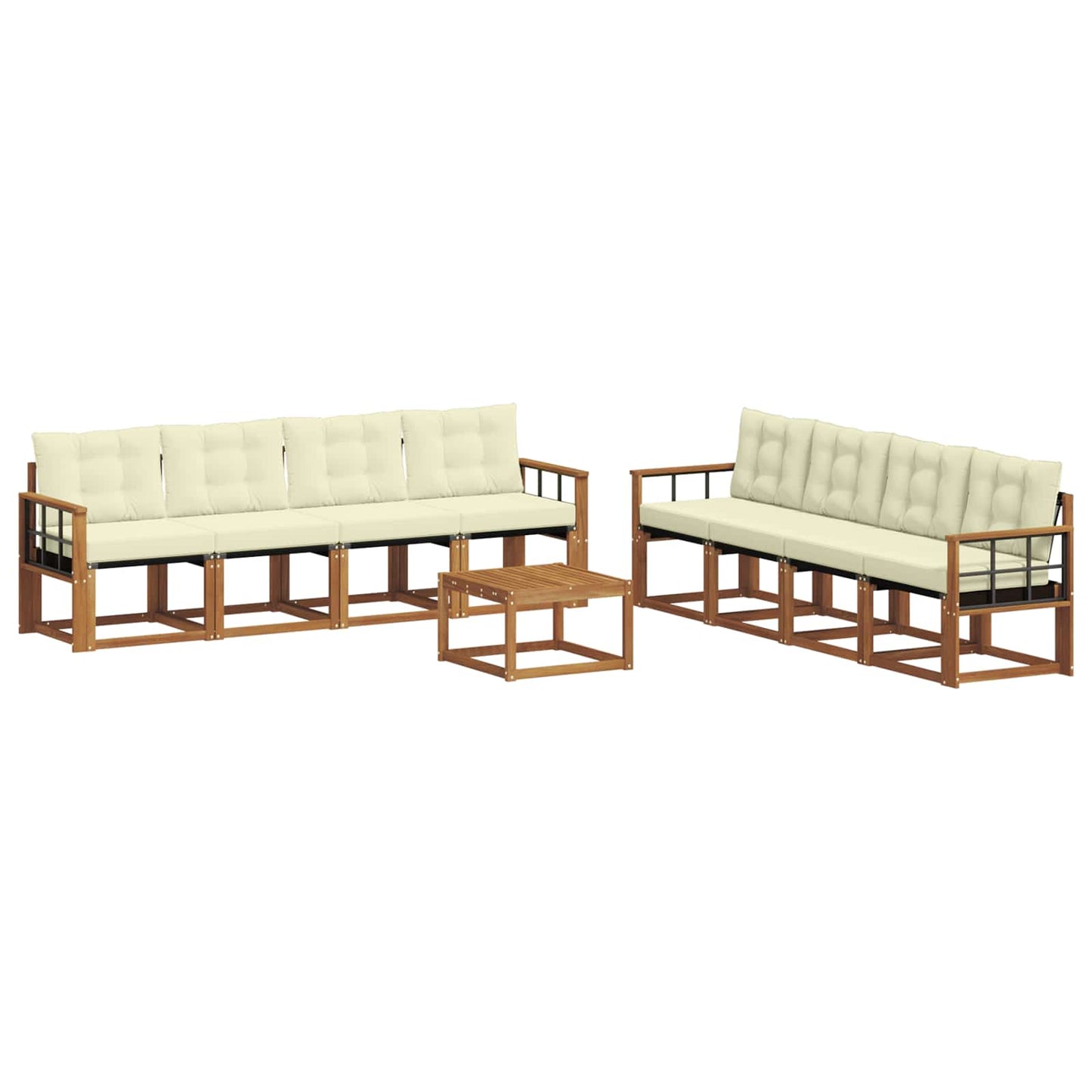 Set di divani da esterno con cuscino 9 pcs Naturale e Crema