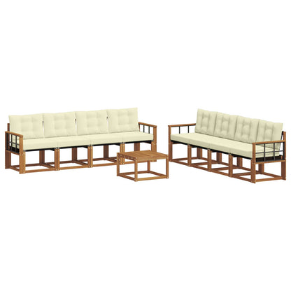 Set di divani da esterno con cuscino 9 pcs Naturale e Crema