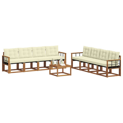 Set di divani da esterno con cuscino 9 pcs Naturale e Crema | homemem39
