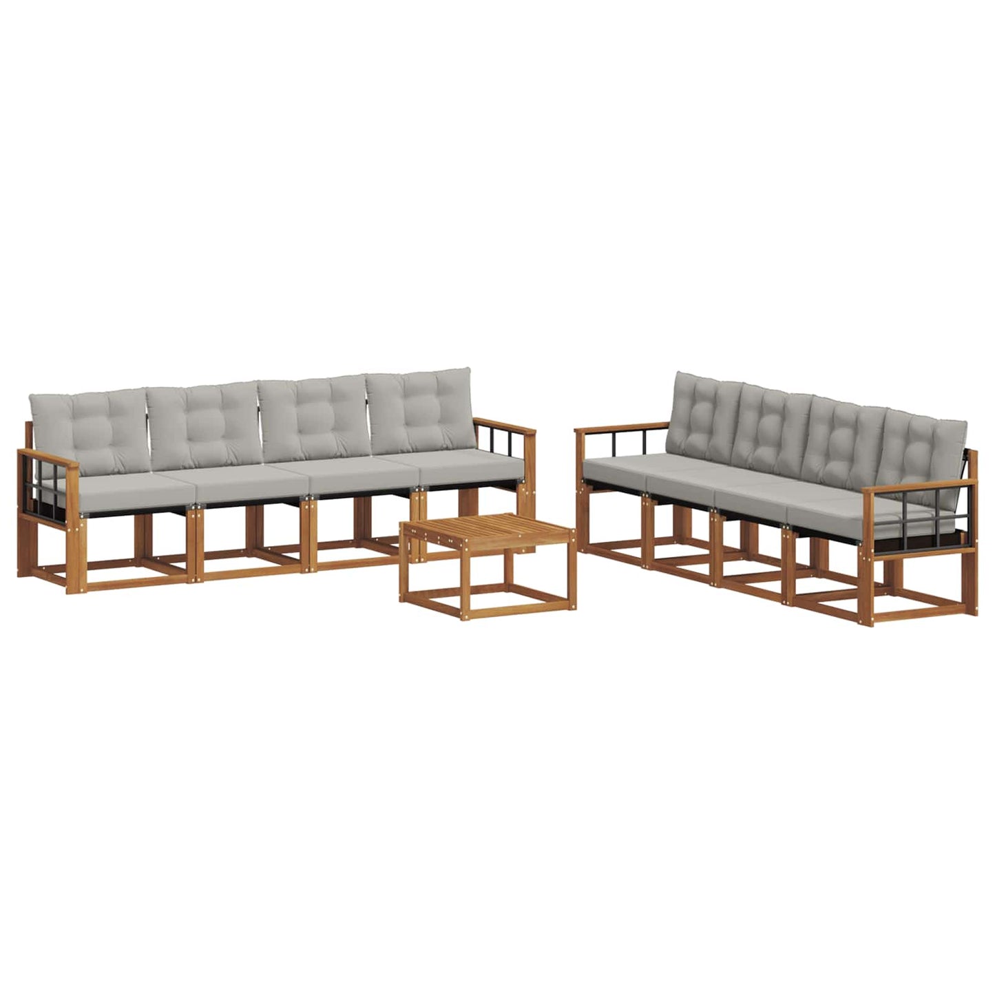 Set di divani da esterno 9 pcs Grigio Naturale e Chiaro | homemem39