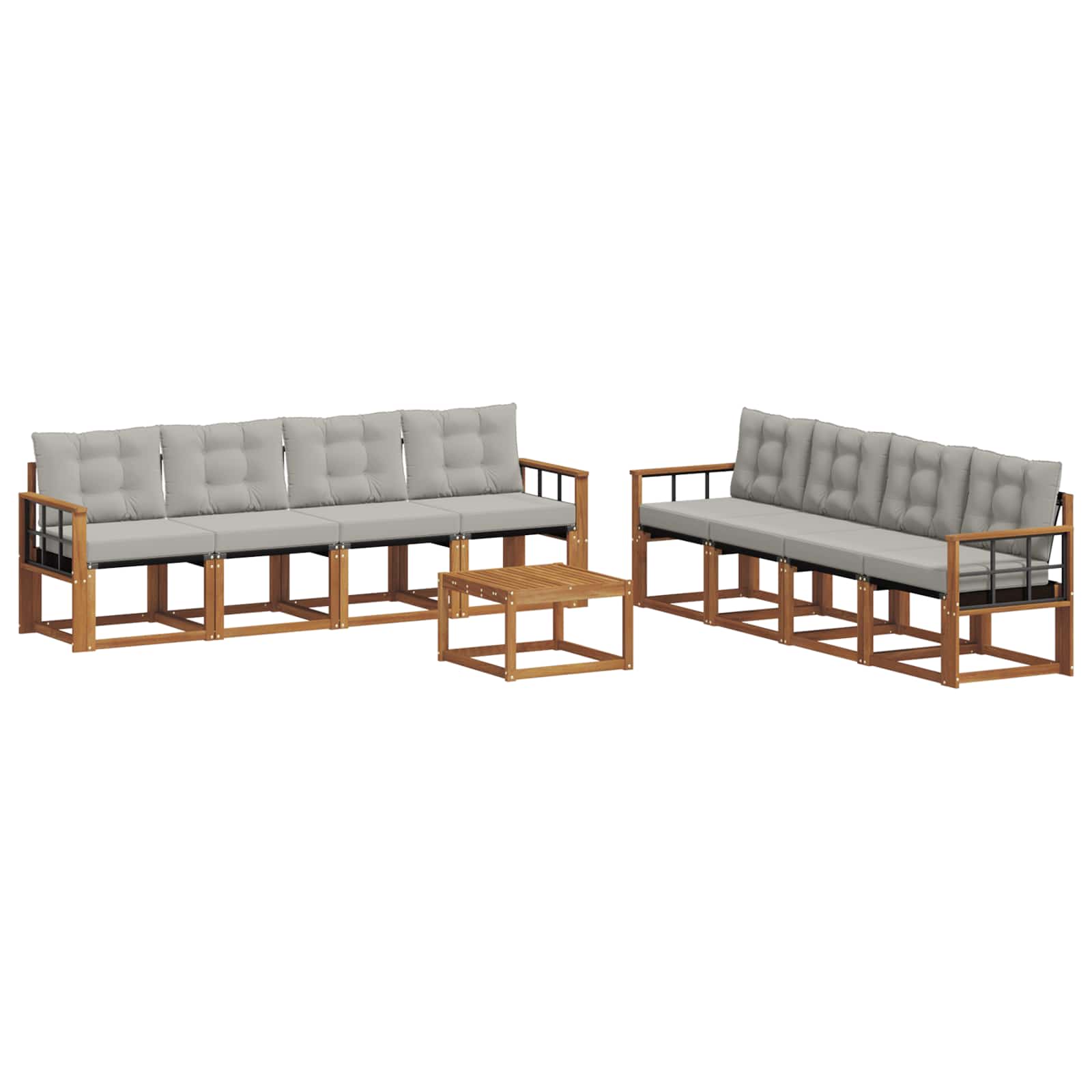 Set di divani da esterno 9 pcs Grigio Naturale e Chiaro | homemem39
