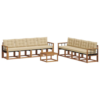 Set di divani da esterno con cuscino 9 pcs Naturale e Beige | homemem39