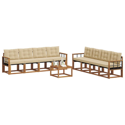 Set di divani da esterno con cuscino 9 pcs Naturale e Beige | homemem39