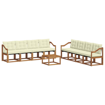 Set di divani da esterno con cuscino 9 pcs Naturale e Crema | homemem39
