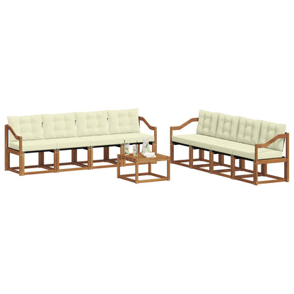 Set di divani da esterno con cuscino 9 pcs Naturale e Crema