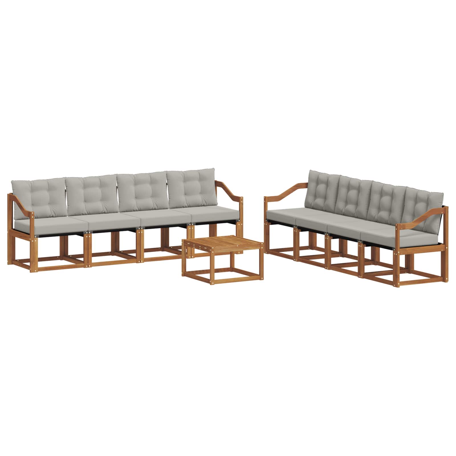 Set di divani da esterno 9 pcs Grigio Naturale e Chiaro | homemem39