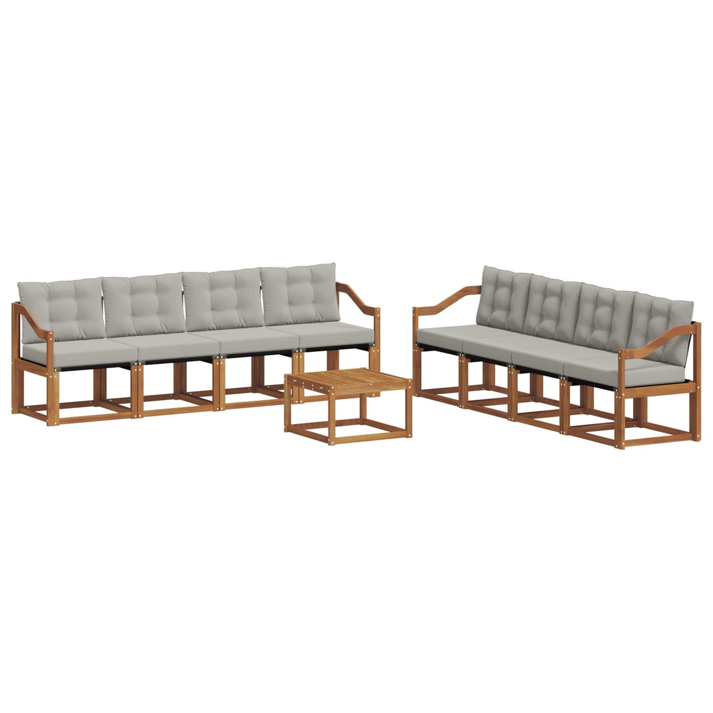 Set di divani da esterno 9 pcs Grigio Naturale e Chiaro
