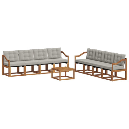Set di divani da esterno 9 pcs Grigio Naturale e Chiaro