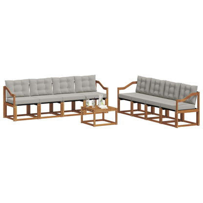 Set di divani da esterno 9 pcs Grigio Naturale e Chiaro | homemem39